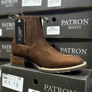 200 Nobuck Choco Western Botin Rubber Sole Square Toe Botines