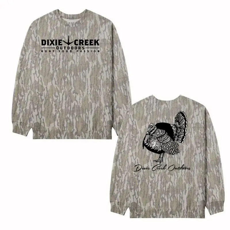 Vintage Turkey Hunting Camo Shirt – Outdoor Graphic Tee, Soft Cotton Blend Camo T-Shirt, Sweatshirt, Hoodie with Tree Print, Long Sleeve Outdoor Hunting Pullover Hooded