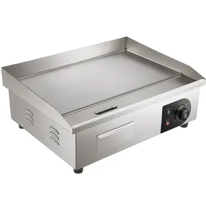 Commercial Electric Griddle, 21", 1600W Countertop Flat Top Grill, Stainless Steel Teppanyaki Grill with Iron Cooking Plate, 122-572℉ Adjustable Temp Control 2 Shovels & Brushes, 110V