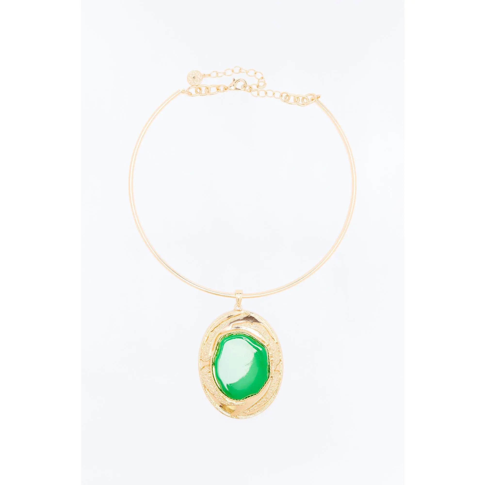 Divine Drip Jeweled Necklace - Gold/Green