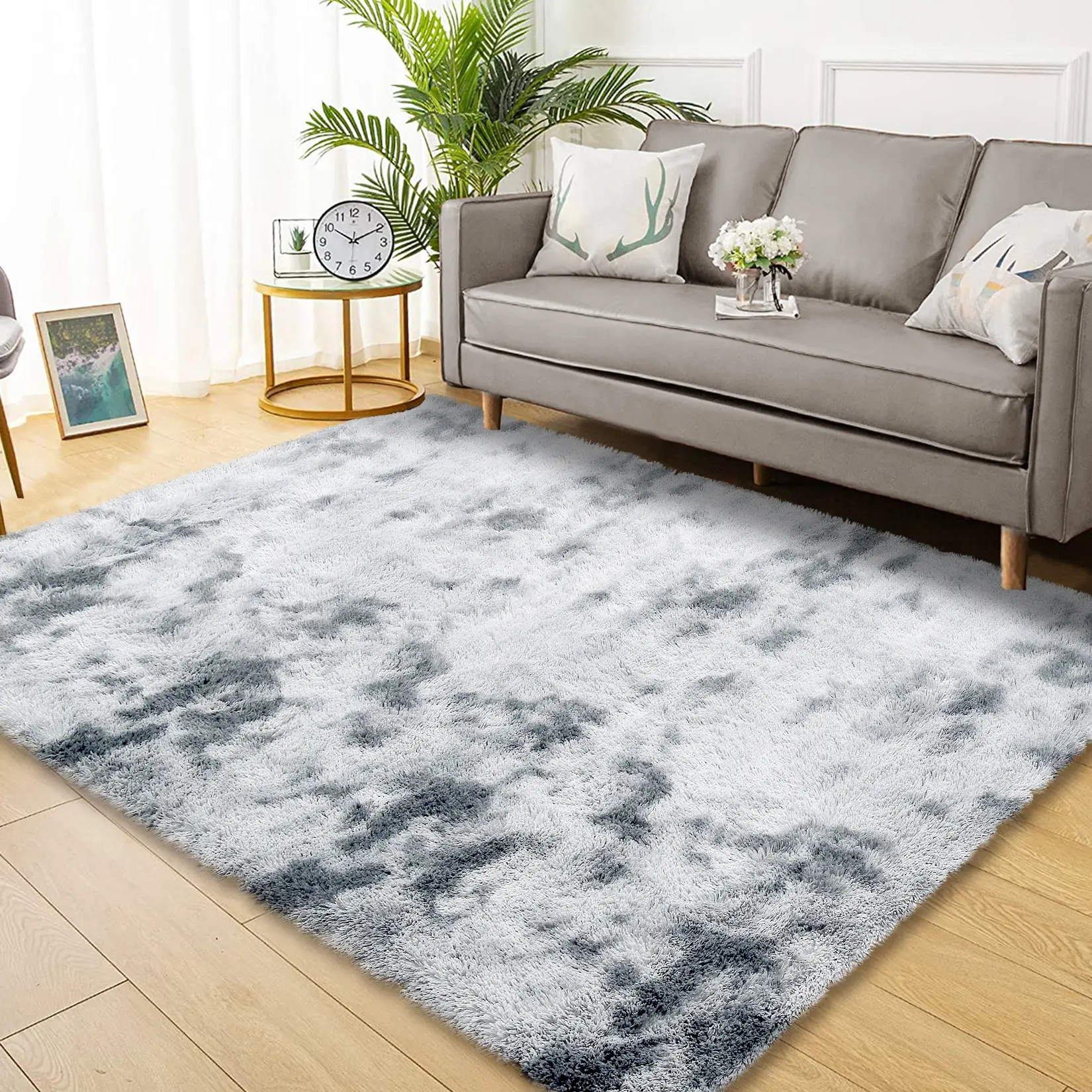 Plush Soft Rug Fluffy Non-slip Carpet Living Room Decorative Rug Lint Free Indoor Carpet Neutral Color Farmhouse Rug For Bedroom Office