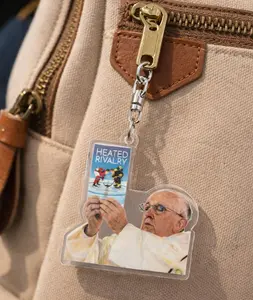 Funny Meme Pope Leo Heated Rivalry Keychain, Game Changers Keychain