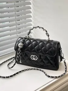 2026 New Women's Handbag, Fashion Small Patchwork Chain Fashionable Shoulder Bag, Commuter Crossbody Bag, Elegant Square Design, Trendy Accessory