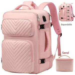 40L Large Capacity Expandable Travel Backpack Airplane Approved Weekender Bag Anti-theft Waterproof Laptop Backpacks for Women