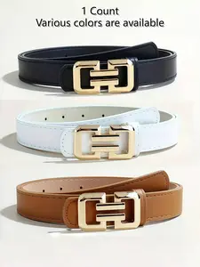 Women's Fashionable Metal Buckle Belt, Adjustable Belts, Casual Versatile Waistband for Jeans & Trousers, Trendy All-match & Exquisite Belt for Birthday Gift