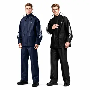 Men's Waterproof Rain Suit Jacket & Pants Set, BreathableHeavy Downpour Protection Full Body Rain Gear forRiders design hood coat Raincoat with Poncho LargeHooded men clothes cool spring