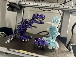Multi-Colored Flexi Skeleton Dino - Articulating Toy Dino with BONE and extra skull