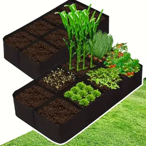 GrowJoy 128-Gallon Garden Bed -8-Grid Planting Box (6x3x1 ft) for Flowers, Vegetables & Outdoor Gardening