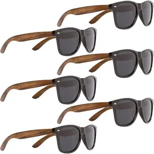 Six  Sunglasses Bulk  Walnut  Black Polarized Lenses  UVA/UVB Ray Protection