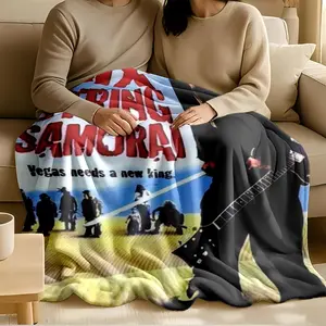 1 piece Six-String Samurai: The New King of Las Vegas themed flannel blanket - Modern design flannel blanket, suitable for sofas and beds, all-season use, super soft and comfortable, digital printing, 100% polyester material, machine washable