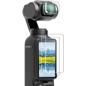 2 Lens Protector + 2 LCD Screen Protector for DJI Osmo Pocket 4/3, Tempered Glass Film for DJI Pocket 4/3 Accessories, 9H Hardness, Touch Sensitive, Full Screen Protection