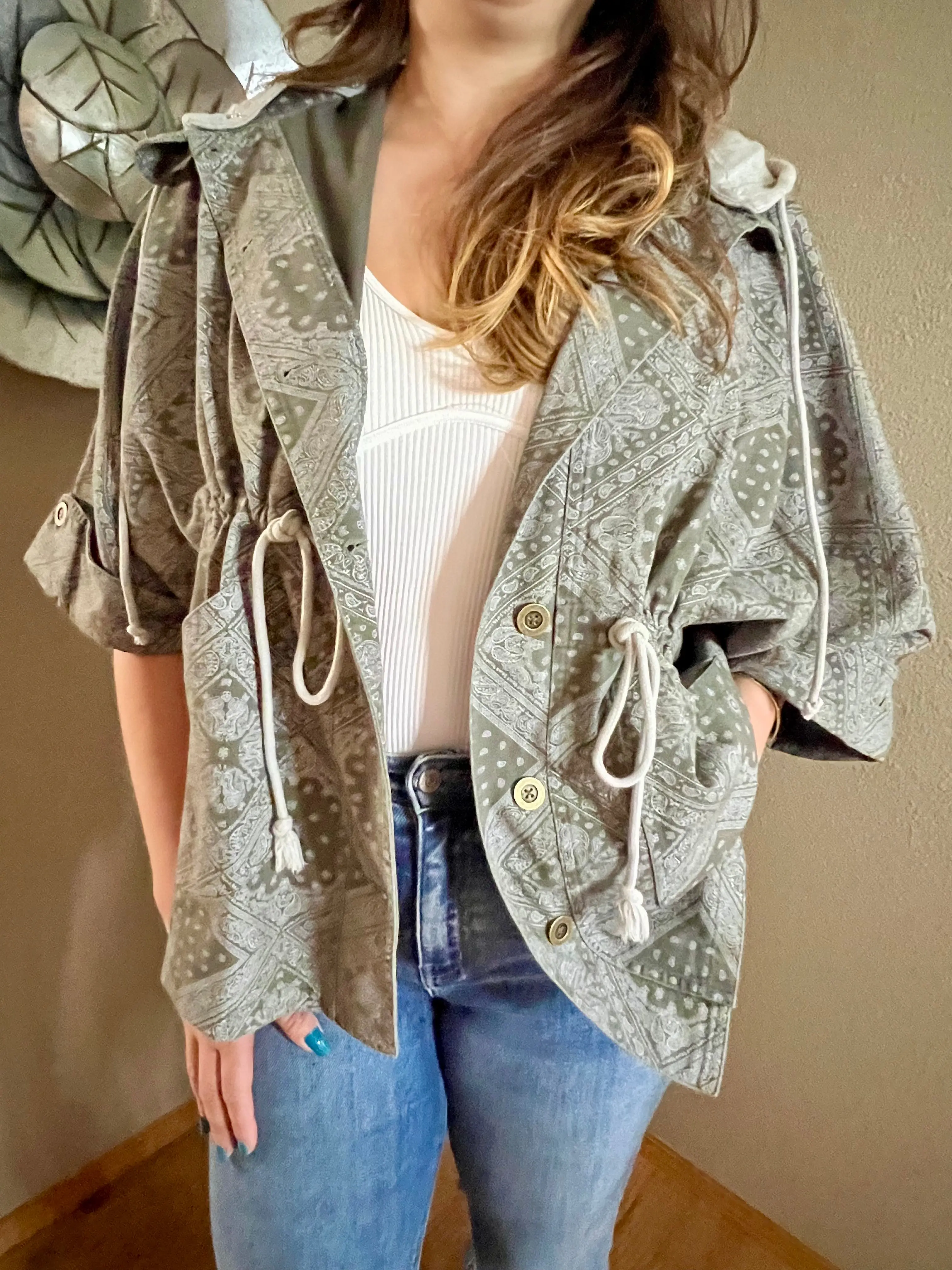 Paisley Print Button Down Jacket