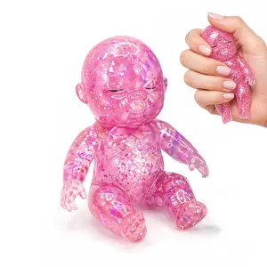 Jumbo Glitter Squishy Babies, Super Soft Slow Rising Stress Relief Toy, Stretchy Sensory Fidget Toy for Anxiety Relief, Cute Kawaii Squishies Gift for Kids & Adults