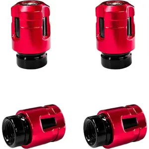 4 PCS Car Tire Valve Stem Caps, Unique Shape Aluminum Alloy Wheel Valve Covers, Corrosion Resistant Leak-Proof Tire Valve Stem Cover, Universal Vehicle Wheel Accessories (Red)