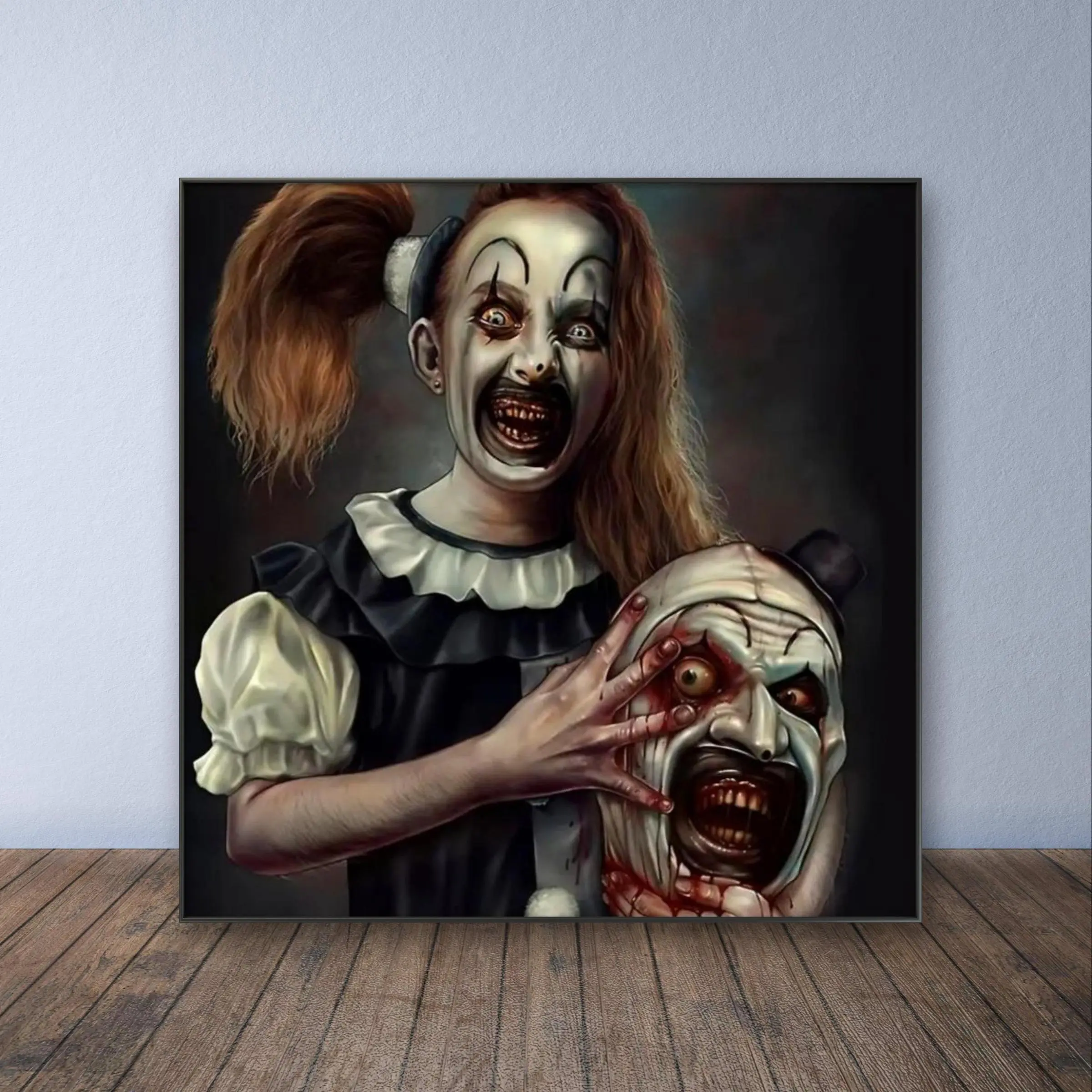Scary Clown Mask & Women Pattern DIY Diamond Arts Colorful Painting Kit without Frame, 5D Diamond Arts Crafts Kit, Wall Art Decor for Home, Halloween Diamond Painting Kits Making Kit, Diamond Pattern Design