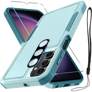 Case for  Galaxy A16 5G, Full  Heavy Duty Rugged Shockproof Protective Phone Cover with Lanyard Strap, Tempered Glass Screen Protector and Camera Lens Cover, Mint Green