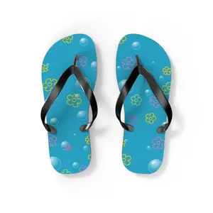 Flip Flops, Bikini Bottom themed bubbles and flowers, Spongebob Squarepants inspired footwear, Beach sandals, Summer vacation shoes, Kids