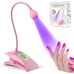 UV Nail Lamp Rechargeable Gooseneck UV Light for Gel Nails Touch Flash Cure Lamp Nail Dryer with Clamp, Portable LED Gel X Light Level Timing Home Professional DIY Manicure Salon