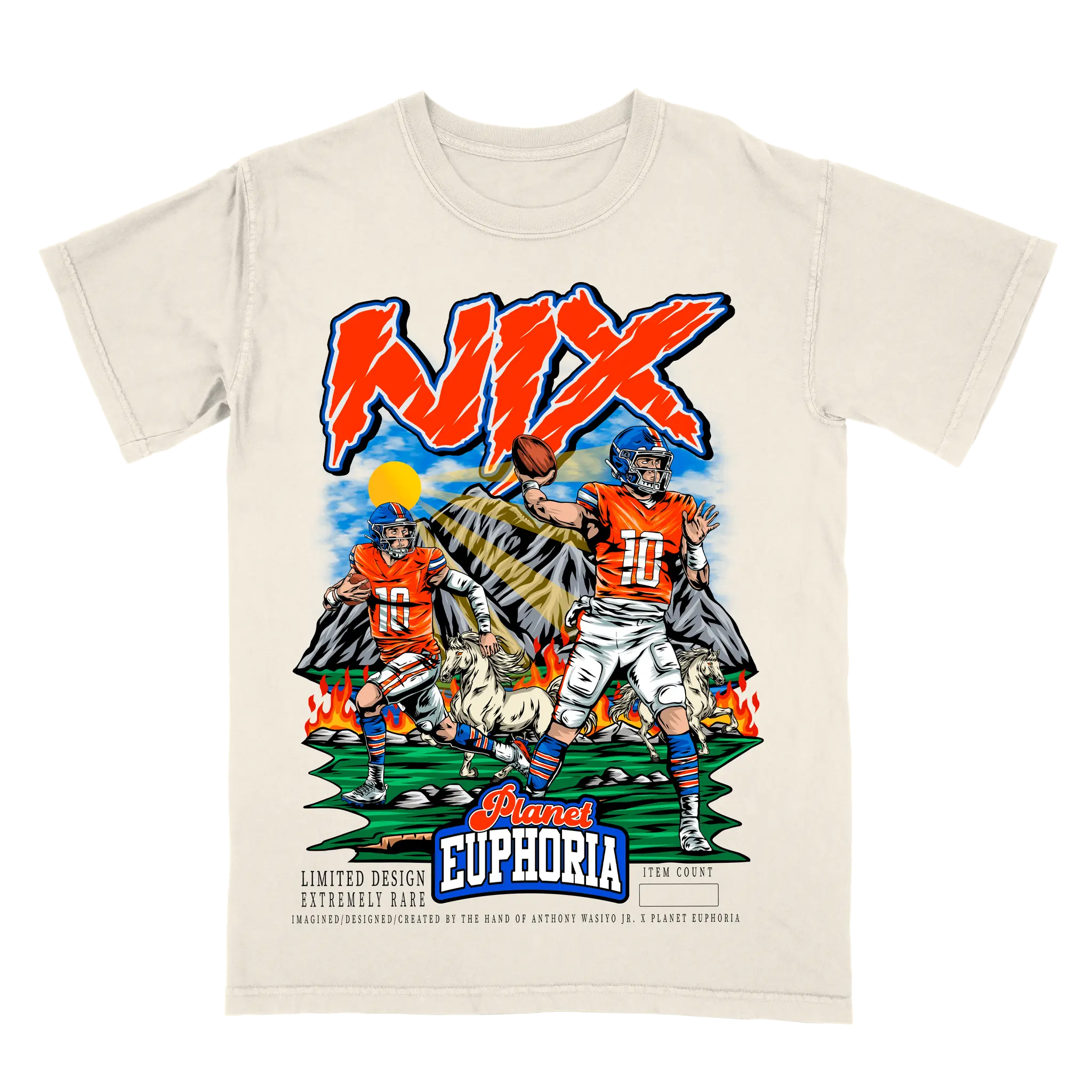Gildan Bo Nix Tee Classic Fit 100% Cotton Menswear Shirt Top Oversized Design Limited Edition Planet Euphoria Graphic