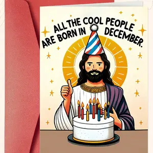 1PC Jesus Birthday Card with Envelope – Funny Laughter December Birthday Greeting Card, Humorous Holiday Celebration Card for Christmas, Mother’s Day & Easter Gifts for Her