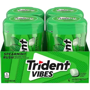 Trident Vibes Spearmint Rush Sugar-Free Gum – 160 Pieces, 4 Bottles
