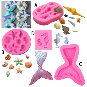 Mermaid & Sea Life Shaped Silicone Chocolate Mold, 1 Count Creative Cake Decorating Mold, DIY Baking Tool for Home Kitchen