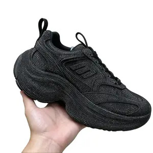 luxury designer running chunky shoes men's and women's 10xl dad shoes full of diamonds size 35-45 height increasing shining trainers black and white cargo sneakers