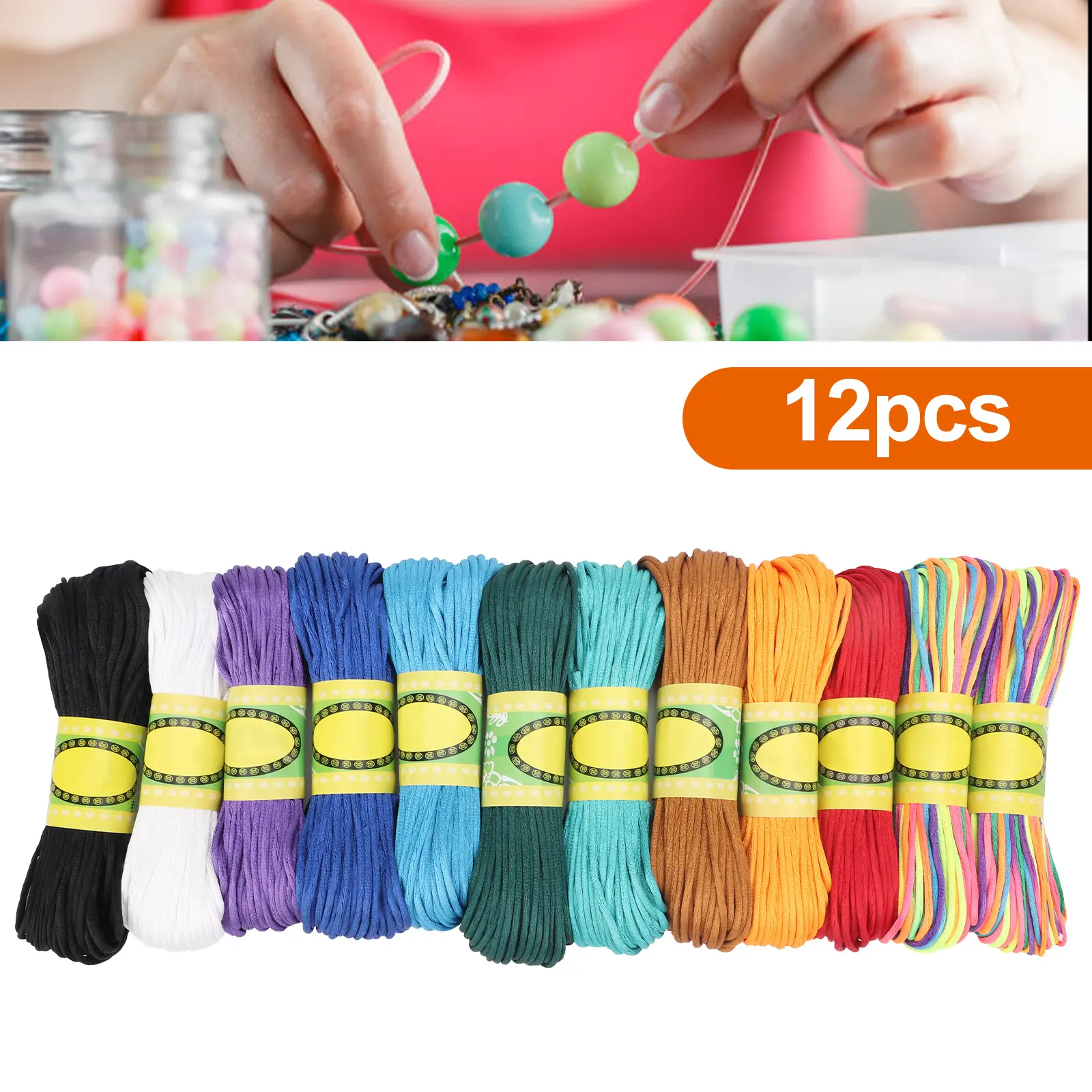 12 Pieces Versatile Nylon Beading Cord - 22yd Multicolor String for DIY Projects, Beginners' Bracelets, Chinese Knotting - Jewelry Making Tool for Kumihimo