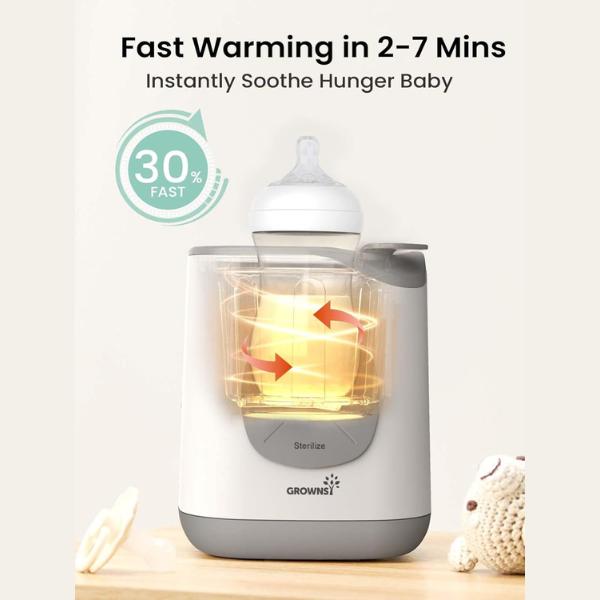 GROWNSY Bottle Warmer,  Baby Botle Warmer Fast for Breastmilk & Formula, Accurate Temperature Control, Milk Warmer for All Bottles with Thaw, Sterilizing, Keep Warm, Heat Food，Mom's Best Choice