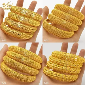 Dubai Gold Color Bangles For Women Arabic Luxury Charm Bracelet Cuff Bangles Nigerian Wedding Jewelry Party Gifts