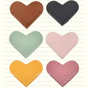 Leather Heart Bookmarks - Winjeto 6 Pieces Cute Corner Page Book Marks for Teachers Students Book Reading Lovers, for School Office Home Supplies (Heart（6pcs）)
