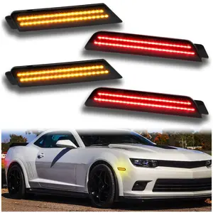 Smoked Lens LED Side Marker Lights Kit for Chevy Camaro 2010-2015 - Amber Front & Red Rear LED Turn Signals (4pc Kit) | Plug & Play Direct Replacement