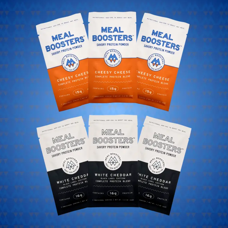 Meal Boosters Cheese Sampler | Cheesy Cheese & White Cheddar Protein Blend 6-Pack Variety