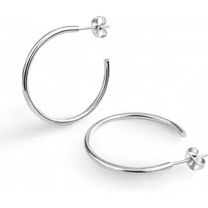 Altitude Boutique 30mm - Small Silver Hoop Earrings For Women | Silver Plated Thin Tube Earrings | Lightweight, Hypoallergenic Chunky Silver Open Hoops