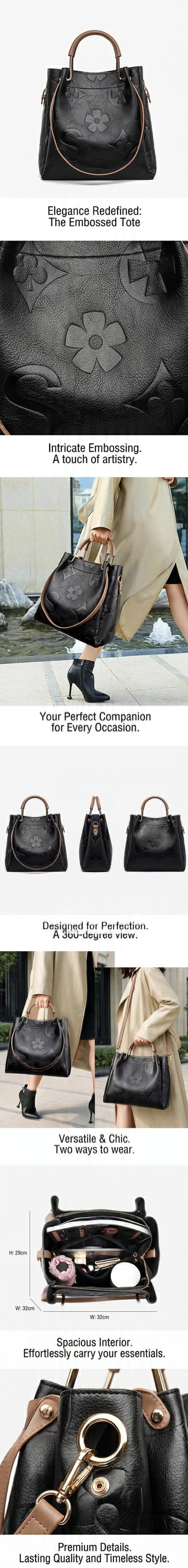 New Vintage Women's Embossed Zipper Closure PU Leather Bucket Bag, Large Capacity Top Handle Crossbody Bag, Polyester Lining Fashion Designer Ladies Shoulder Bag For Daily Casual Use