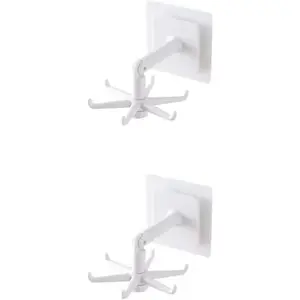 2 pcs Kitchen Wall Mounted Utensil Racks,Kitchen Hanging Rail,Kitchen Utensil Holder,Degrees Vertical Flip Utensil Rack, Wall Mounted Lid Cooking Utensil rack 360 Rotating Hook, for Kitchen Shelf