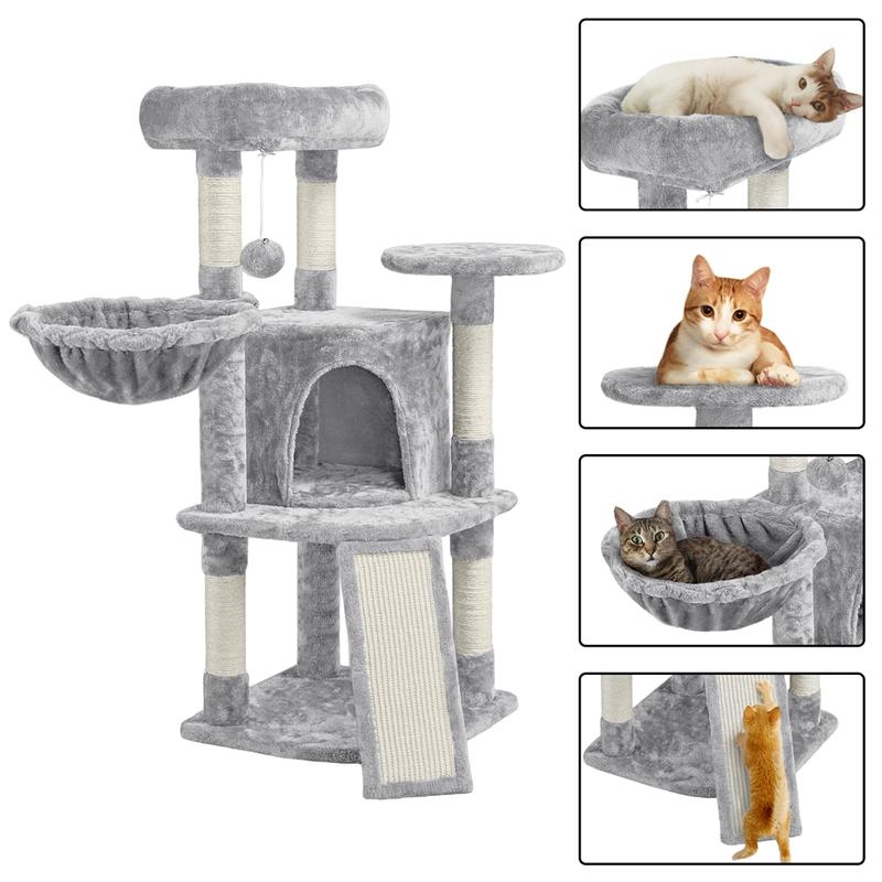 Yaheetech 42in Cat Tree with Scratching Posts and Condo, Plush Cat Tower with Perch Platform for Indoor Small Medium Cats
