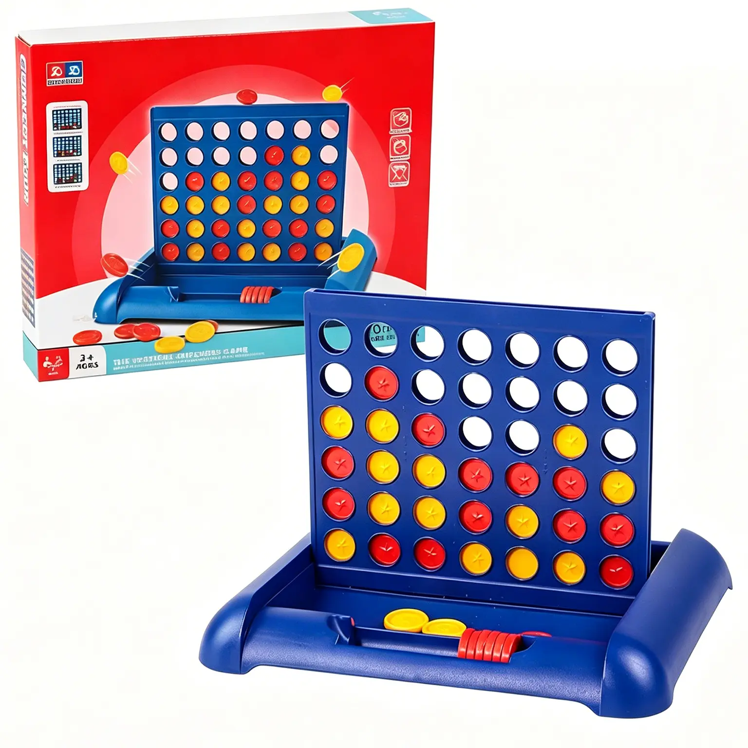 4 in a Row Connect Game, Travel Board Games for Kids Adults, Get 4 in a Row to Win - 8.7 x 7.4 inches（Blue）