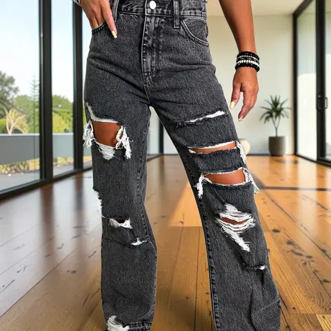 Drunken Nights Distressed Wide Leg Jeans