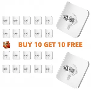 Self-Adhesive Metal Photo Frame Hooks (20PCS, Buy 10 Get 10 Free) - Stainless Steel & Ceramic, Smooth Lightweight Wall Mount Hooks, Easy Installation for Bathroom, Kitchen Home Organization