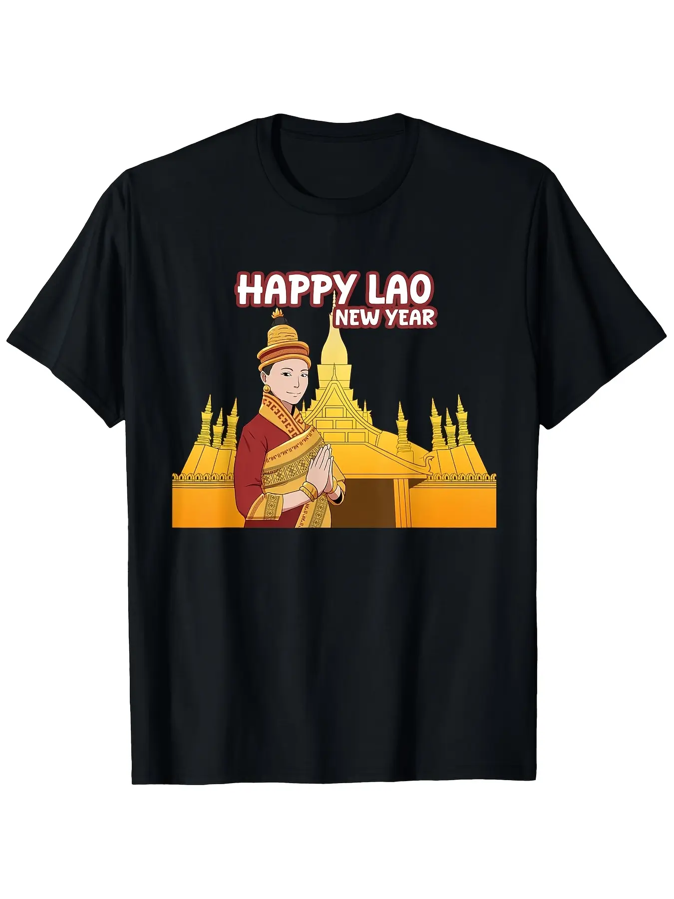 Men's Laos Lao New Year T-Shirt - Retro Laotian Fe unisex soft cotton short sleeve t shirt, vintage graphic casual tee for men women teens, perfect birthday holiday gift for camping travel gym daily street  wear