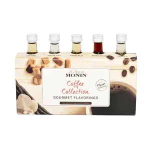 Monin Mini Coffee Collection Gourmet Flavorings Syrup - 5-pack Sampler (50mL) Vanilla Natural