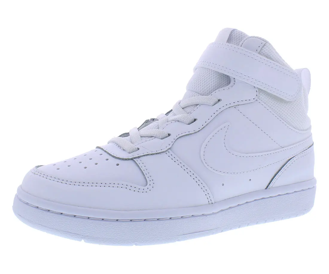 Nike Court Borough Mid 2 PS Boys' Mid-Top Sneaker Trainer, Kids' Athletic Fitness Shoes with No-Marking Rubber Sole, Trainer Footwear, Laces, Round Toe, Athletic Wear, Kids/Junior, Lace-Up, Casual Kid's Sneakers