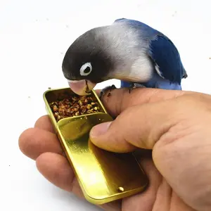 2pcs Portable Bird Training Feeder Box - Slide Top Aluminum Seed Container for Parrots & Small Birds