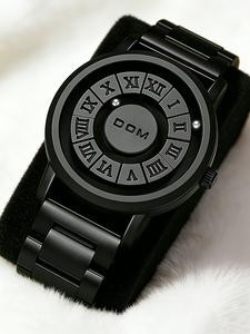 men's punk style magnetic stainless steel strap water resistant round dial quartz watch, casual trendy fashionable stylish modern watches, business fashion watch, waterproof watches for daily & party as gift, quartz wristwatches