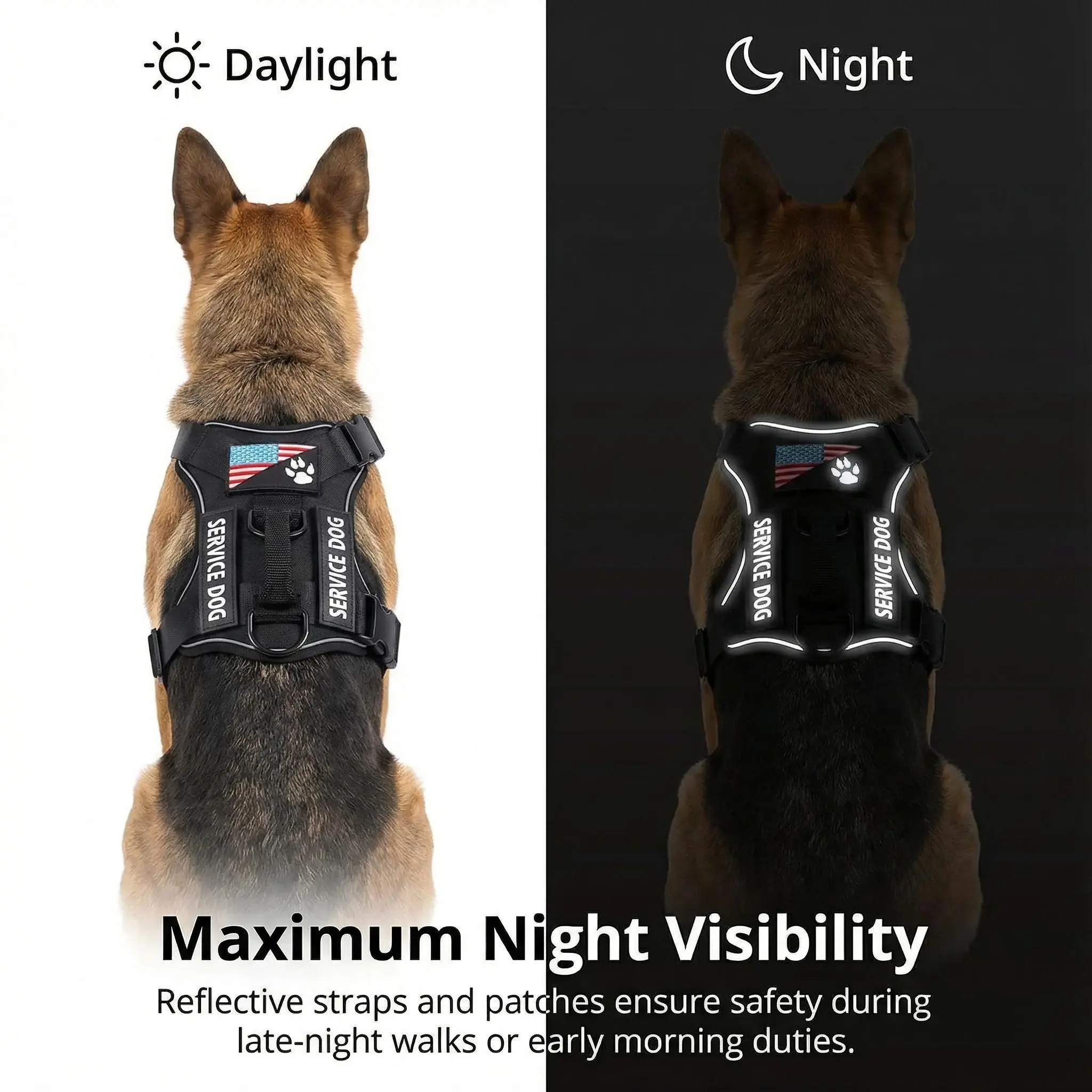 Stylish Geometric Service Dog Vest Adjustable Soft Harness with 5 Custom Tags | Breathable ESA/Therapy Dog Gear for Small Medium Pup