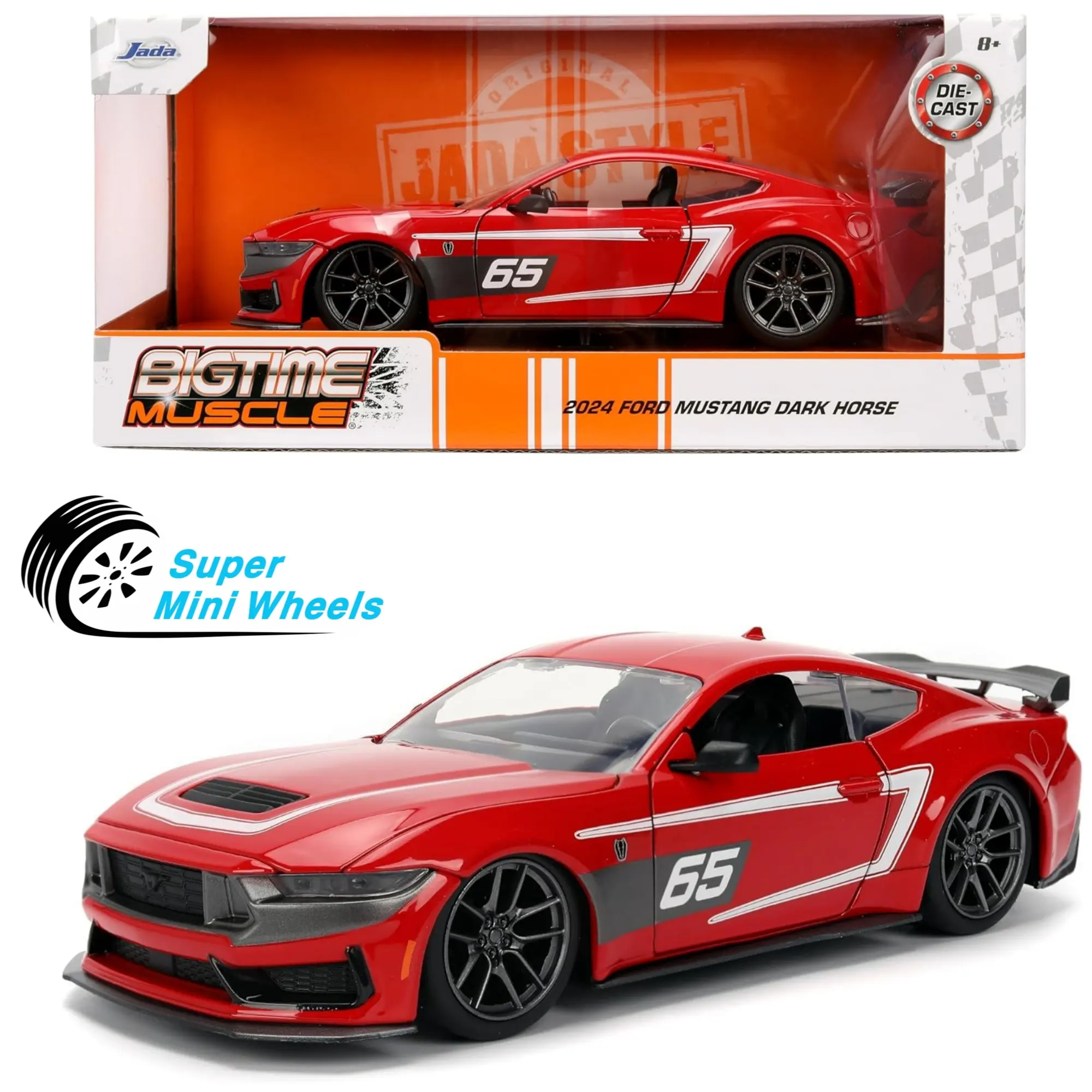 Jada 1:24 2024 Ford Mustang Dark Horse #65 – Red – #36346