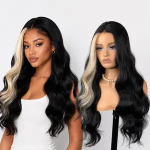 Wear and Go Synthetic Lace Frontal Wig HD Lace Body Wave Wig Pre-cut Pre-plucked For Black Women #26inch, glueless Highlight， long ombre Layered Face Shapes Durable Ready For Adventure TikToK Shop