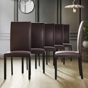 ChaletPosh Modern Leather Dining Chairs -Set of 6 Polyurethane Upholstered Chairs with Backrest & Solid Wood Frame for Elegant Home Décor