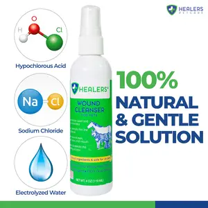 Healers Wound Cleanser aid to clean, moisturize and heal pet wounds.  Its 100% natural, non toxic, relieves pain and helps heal quickly.